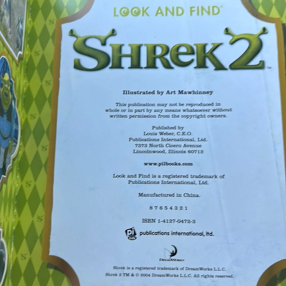 Rare HTF Vintage 2004 Shrek 2 Look & Find Hardcover Book DreamWorks